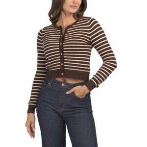 LOVE TREE Khaki Striped Cardigan